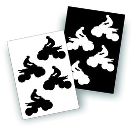 Solar Graphics USA Sheets of Decals Stickers - ATV Quad Runner Or 4 Wheeler Utility 4x4 Trail Riding for Truck Or Trailer - Black and White, 4 Per Sheet Each 3 1/2 x 4 Inches