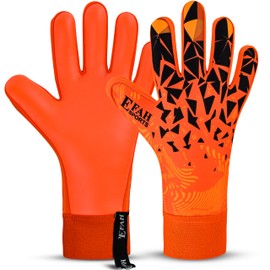 EFAH SPORTS Football Goalkeeper Gloves For Boys kids Children Youth Adult Professional Soccer Goalie Training Glove with Strong Grip Protection Palms (Orange, Size 6 suitable for 13 to 15 years old)