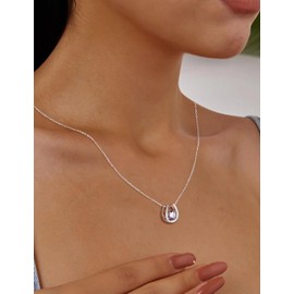 RANDES Alexandrite Horse Shoe Pendant Birthstone Jewelry for Women Sterling Silver Chain with Diamond Horseshoe Pendant Necklace