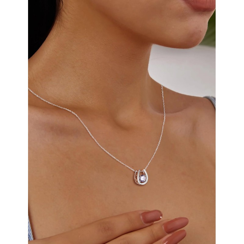 RANDES Alexandrite Horse Shoe Pendant Birthstone Jewelry for Women Sterling