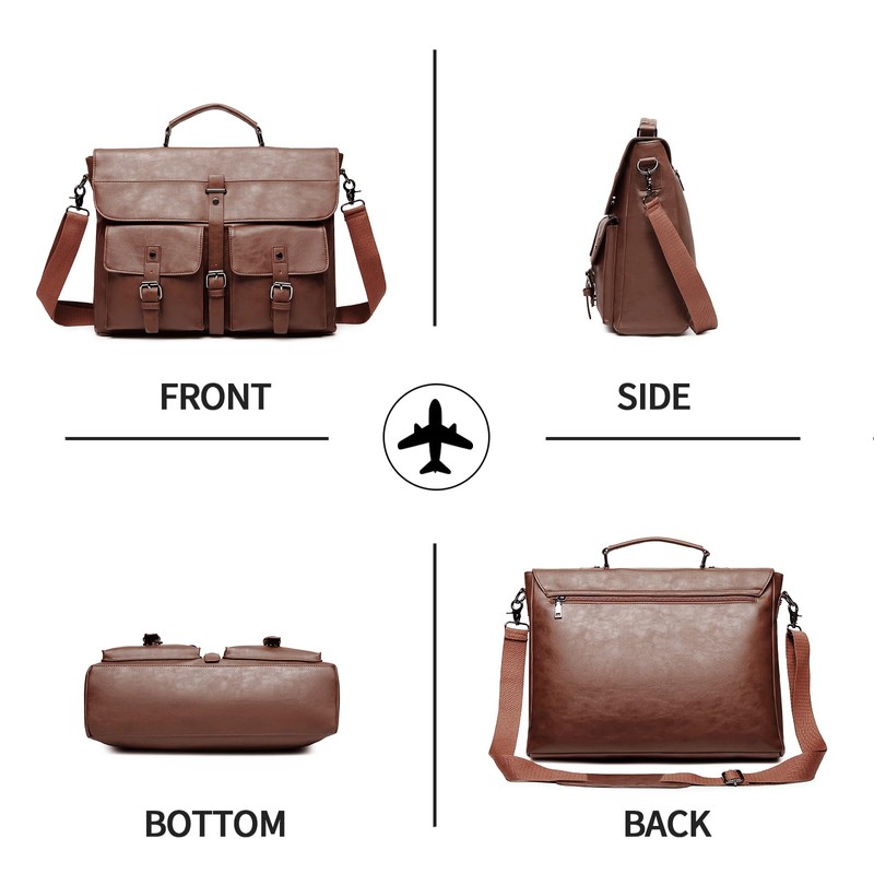 Leather Messenger Bag for Men,Vintage Mens Laptop Bag Water Resistant