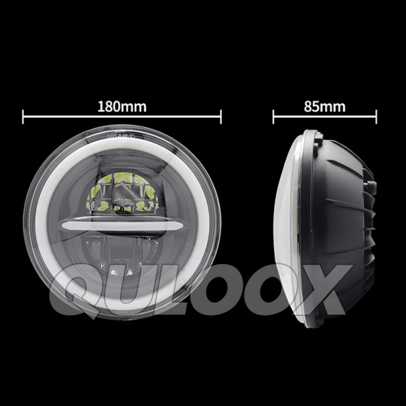 QULOOX 2x 7inch Round Led Headlights Lamp Hi/Lo Beam for