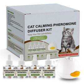 Difusor De Feromonas Calmantes para Gatos Kit con 1 Difusor y 4 Recargas De 48ml Relajante para Gatos Alivia Ansiedad y Promueve Calma En Hogares...  