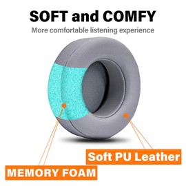 TRANSTEK Earpads Compatible with Virtuoso RGB Wireless SE Gaming Headset - Memory Foam Earcups - PU Ear Cushions (Gray)