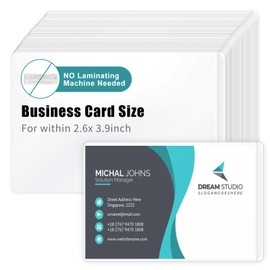 100 Sheets Self Seal Laminating Pouches Business Card Size 2.6x3.9inch Self Adhesive Laminating Sheets Gloss Finish No Laminating Machine Needed for Id Card Small Card