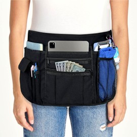 Multi-Pocket Waitress Apron: Adjustable Half Apron for Servers, Waiters, and Kitchen Staff, Ideal for Restaurants, Bistros, and Kitchens, Black