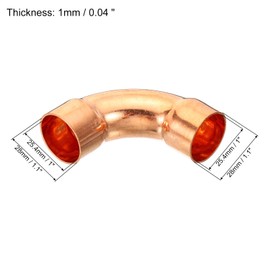 PATIKIL 25.4mm ID Elbow Copper Pipe Fitting, 90 Degree Long Turn Pressure Connector Sweat Solder Welding Connection for Water HVAC Plumbing