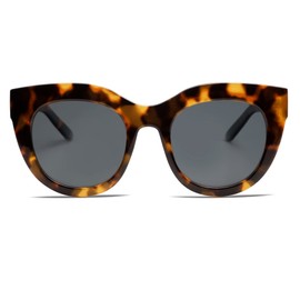 VANLINKER VL9690 - anteojos de sol polarizadas de moda para mujer, Marco de tortuga/lente gris, Mediano