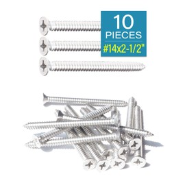 IMScrews 10pcs #14 x 2-1/2" (65mm) Stainless Flat Head Phillips Wood Screws 18-8 (304) Stainless Steel Countersunk Self Tapping Screws