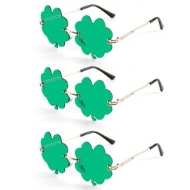 3 Pairs of St Patricks Day Glasses, St Patrick's Day Sunglasses, Funny Glasses, Irish Sunglasses with Four-Leafed Sunglasses, Leprechaun Costume Glasses, Metal Frame, Women, Men, Party