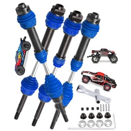 hopsupRC Drive Shaft CVD Upgrades Part for 1/10 Slash VXL 4X4,Stampede VXL 4X4,Rustler VXL 4X4,Hoss VXL 4X4 4WD,4PCS Steel #45 Front Rear Transmission Universal Driveshaft Axles Hops Up, Navy Blue