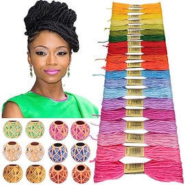 32Pieces Hair Accessory Includes 20 PCS Hair Accessory Colorful Hair String Hair Thread Yarn and 12PCS Acrylic Dreadlock Beads Hair (Multicolor)