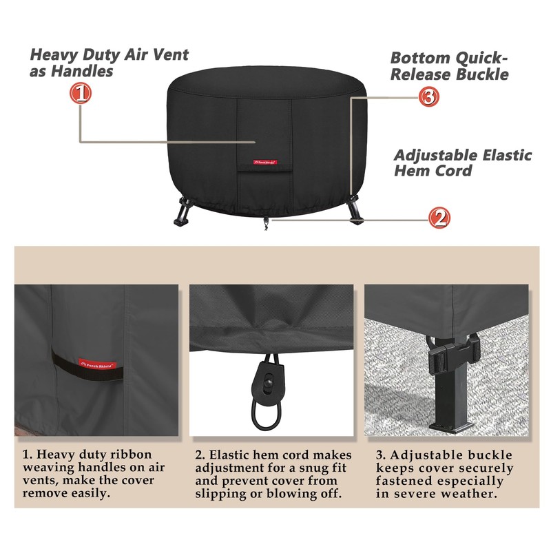 Porch Shield Fire Pit Cover - Waterproof 600D Heavy Duty