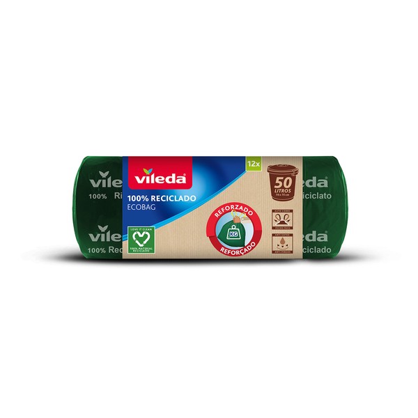 Vileda - Ecobag Reinforced Bin Liners, 50 L, 100% Recycled