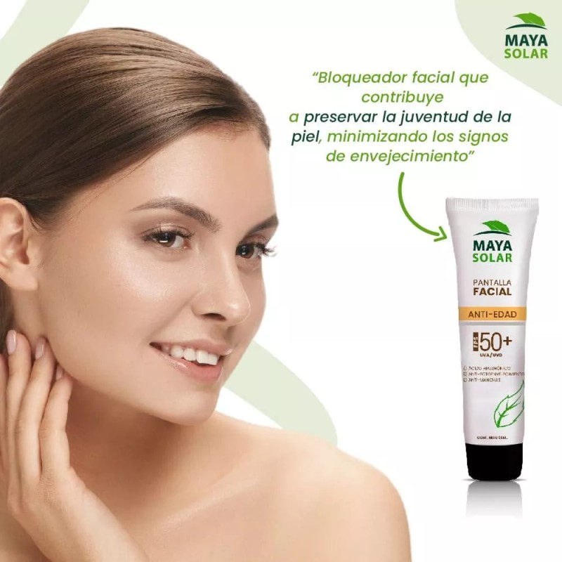 Maya Solar Protector Solar Facial Anti-edad (50 Ml) Ácido Hialurónico