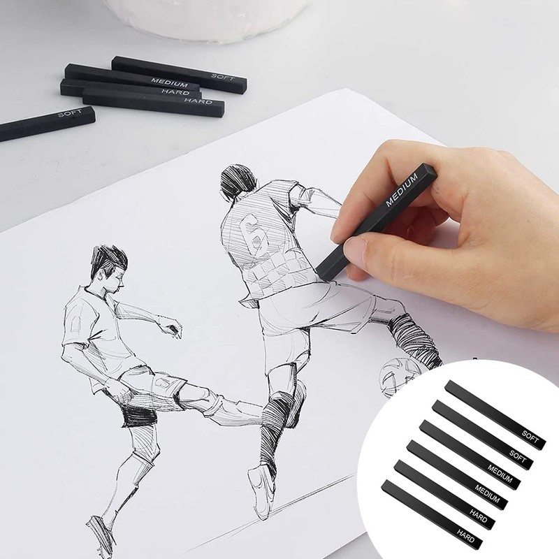 Helweet Pressed Charcoal Set, Sketch Charcoal Pencils, Charcoal Pencils in