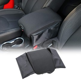 RT-TCZ for Wrangler JK Center Console Armrest Pad Cover with Storage Bag for Jeep Wrangler JK & Unlimited Sahara Sport Rubicon 2011-2018