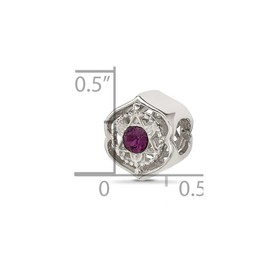 JewelryWeb 9.27mm 925 Sterling Silver Brushed and Polished Purple Crystal Bead-Bead Charm Pendant Necklace for Women