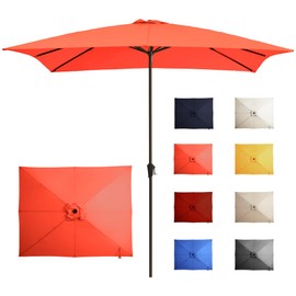 Ayge 8x10FT Large Rectangular Patio Umbrella Outdoor Table Umbrella w/Crank Rectangle Market Umbrella UV Protection for Garden, Deck,Lawn,Yard & Pool,Orange