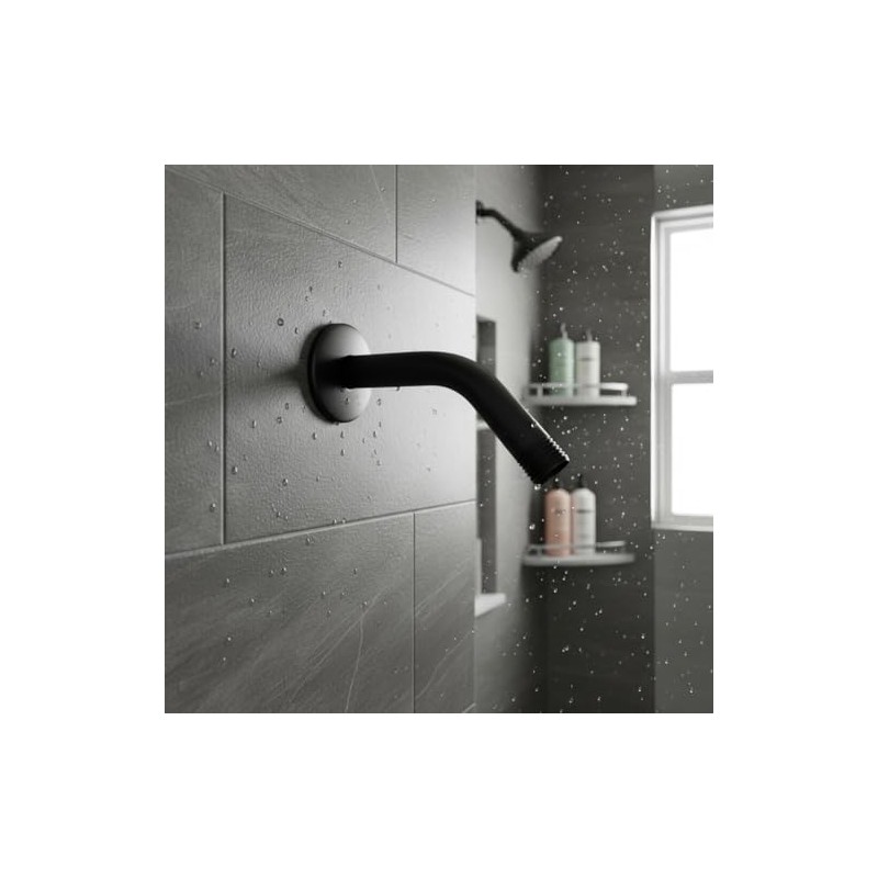Brazo Y Chapeton Para Regadera 15cm Acero Inox Negro Rugo