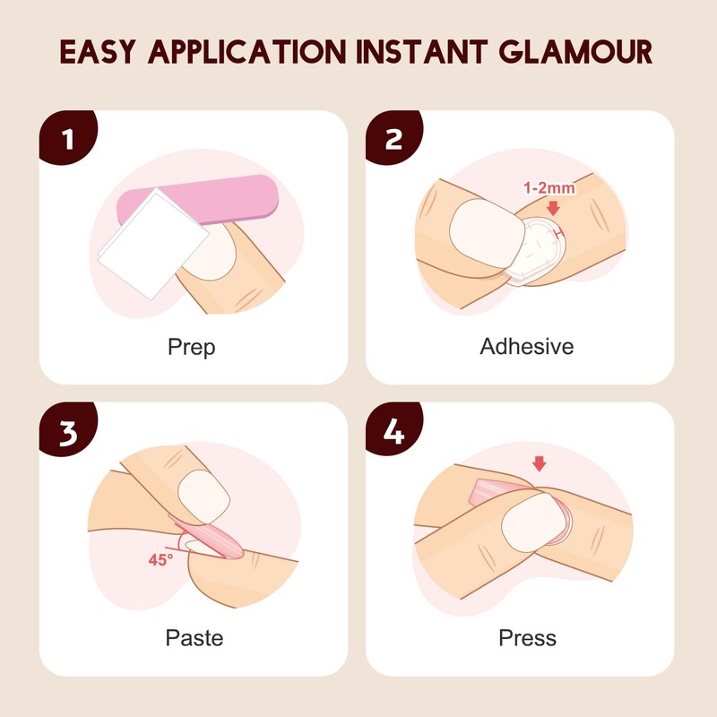 Artquee Red Almond Press on Nails Short Fake Nails Art