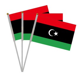 20 Pieces Hand Crank Flags Libya National Day Party Parades Hand Flag Libya Flag Sports Events Decoration Libya Flags Libya