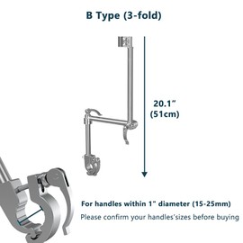 Mobility Scooter Umbrella Holder - Foldable Stainless Steel Mount Stand Clamp Accessories for Wheelchair, Stroller(B)