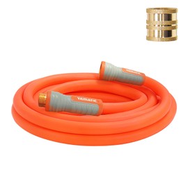 YAMATIC 5/8 in x 10 ft Female-to-Female Short Garden Hose, 2-in-1 Dual Use with Solid Brass Swivel Fitting, All-Weather, 600 PSI Burst