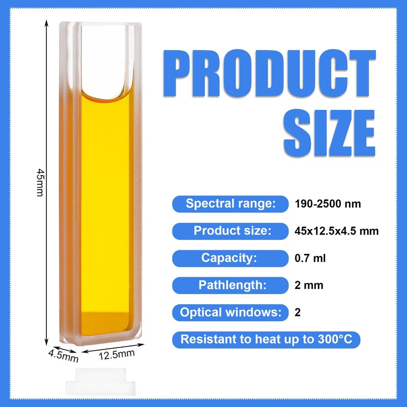 Xuhal 2 Pcs Standard UV Quartz Cuvette Cell for Spectrometer