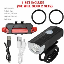 Bg Lights 2 Sets USB Rechargeable LED Bicycle Headlight Bike Front Rear Lamp Cycling USA