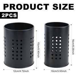Feelava 2 Pack Stainless Steel Kitchen Utensil Holder Rustproof Large Kitchen Utensil Organizer Cutlery Basket for Organizing Drawers and Countertops for All Kitchens (Black)