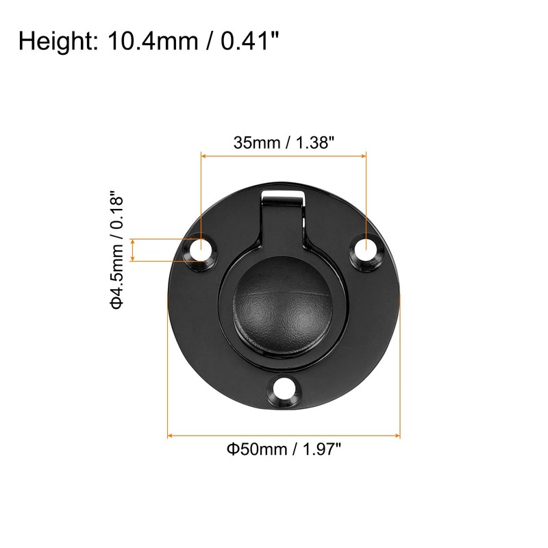 sourcing map 2Pcs Flush Ring Pull, 1.97-inch x 1.97-inch Stainless