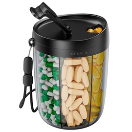 PULIV Large Pill Organizer with 6 Slots & 20 Labels