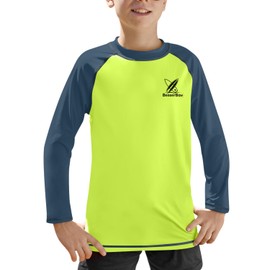 BesserBay Big Boys Yellow Navy Breathable Rashguard UPF 50+ Summer Long Sleeve Sun Vest 11-12 Years