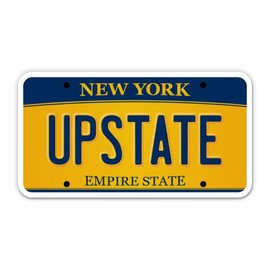 Squiddy Upstate New York State License Plate Style - Vinyl Sticker Decal for Phone, Laptop, Water Bottle (3.5" Wide)