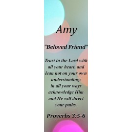 Amy "Beloved Friend" Keepsake Name Meaning Bookmark with Bible Verse and Tassel