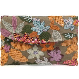 Crbeqabe Embroidery Sequin Floral Evening Clutch Bags Beaded Evening Bag Party Wedding Purse for Formal