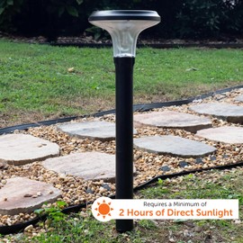 Gama Sonic Vantage Bollard Solar Pathway Light, 200 Lumens Warm White 2700K LED, Waterproof Outdoor Landscape Lights