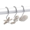 12-Pack of Beach-Themed Shower Curtain Stainless Steel Hooks, Decorative Seashell