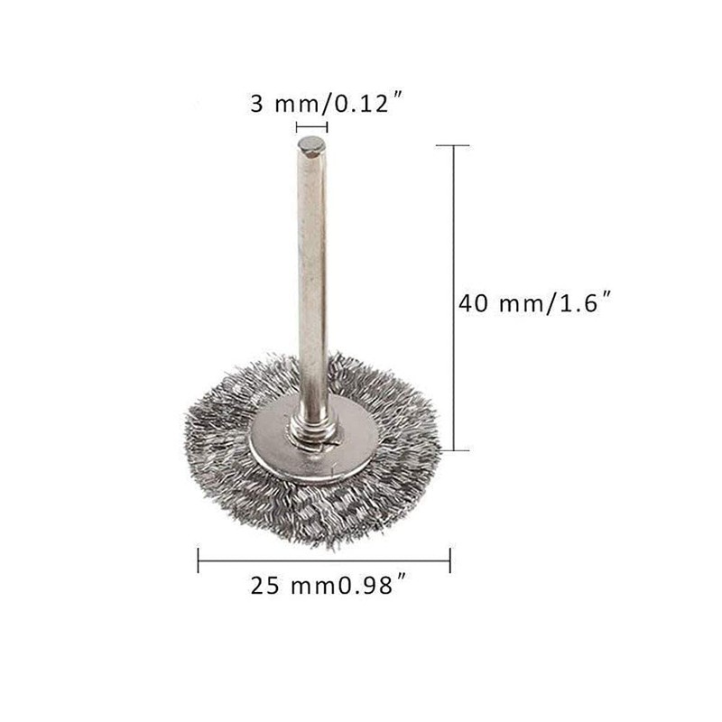 15 Pcs T Shape Stainless Steel Wire Brushes Wheel 1/8''