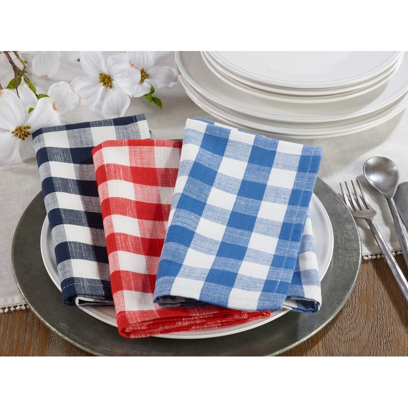 SARO LIFESTYLE 590.R20S Collection Gingham Design Napkins (Set of 4)