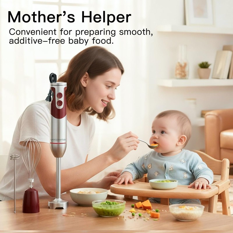 MegaWise 3-in-1 Hand Blender Set with Variable Speed Control, 400W