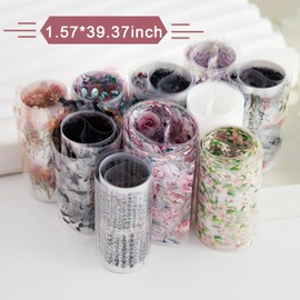JERCLITY 10 Rolls Spring Flowers Nail Foil Transfer Sticker Kit Ink Painting Lace Flower Nail Foil Transfer Stickers