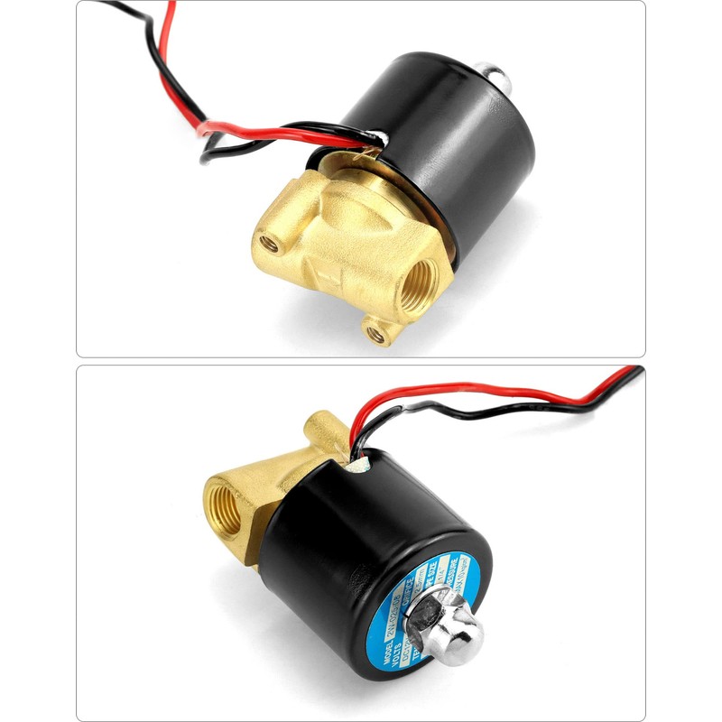 QWORK 1/4" NPT Brass Electric Solenoid Valve 12VDC Normally Closed