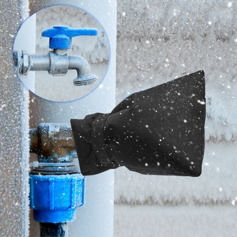 KUUQA Outdoor Faucet Cover Socks for Freeze Protection, Black