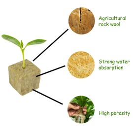 Molyorch Rockwool Cube 3 cm x 3 cm x 4 cm, Rock Wool Leaf Cultivation, Rock Wool Cube Cultivation Mat for Cuttings, Cloning, Propagation, Strong Growth, Pack of 72