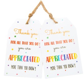 G2PLUS Thank You Gift Tags, 50 PCS Thank You for All That You Do Tags, Thank You Tags for Favors, Thank You Gift Labels with String for Mother's Day Teachers Friends Teammates
