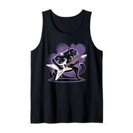 Kids Black Panther Playing Guitar Rock Star Rock and Roll Tank Top