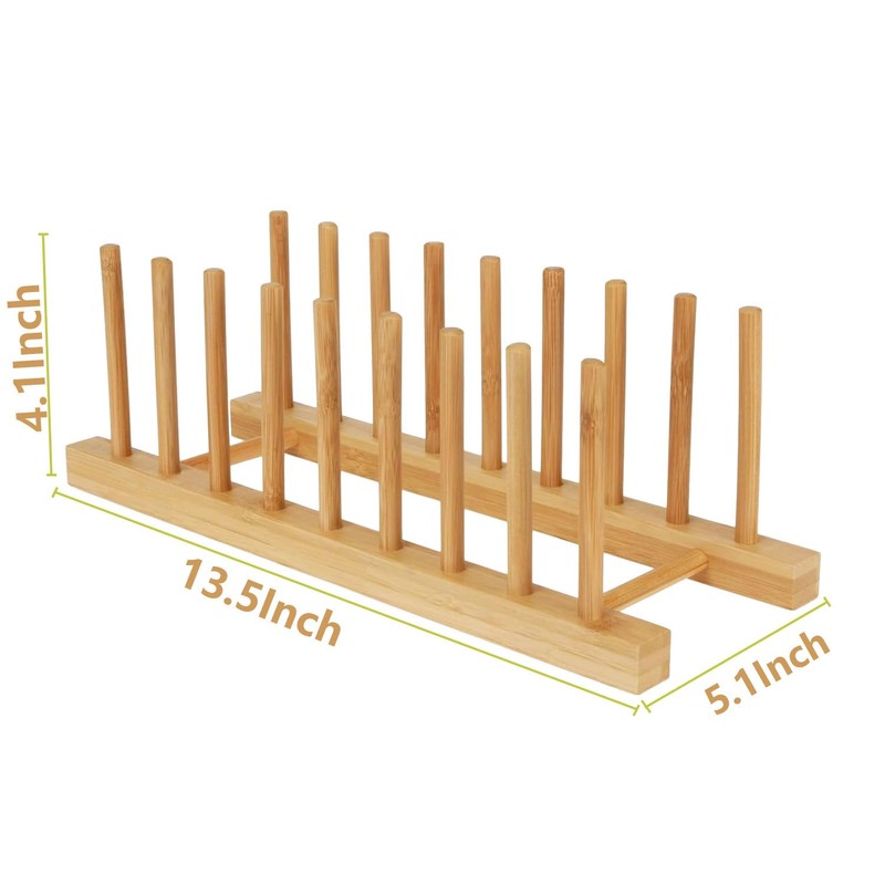 Jninexiu Bamboo Wooden Dish Racks for Kitchen Counter, Plate Organizer