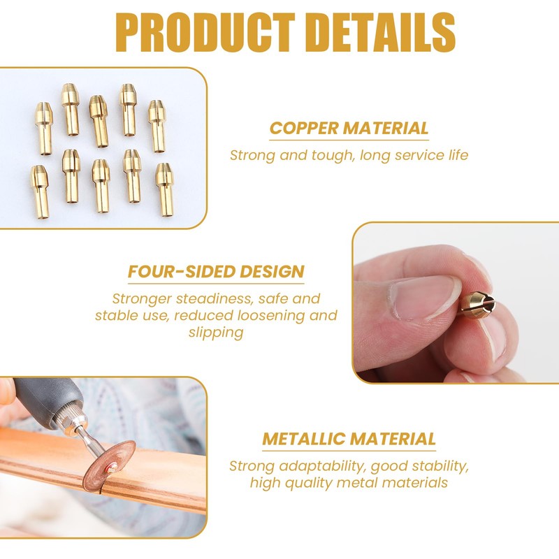 15Pcs Multi Chuck Set for Dremel Collet Nut Kit Brass